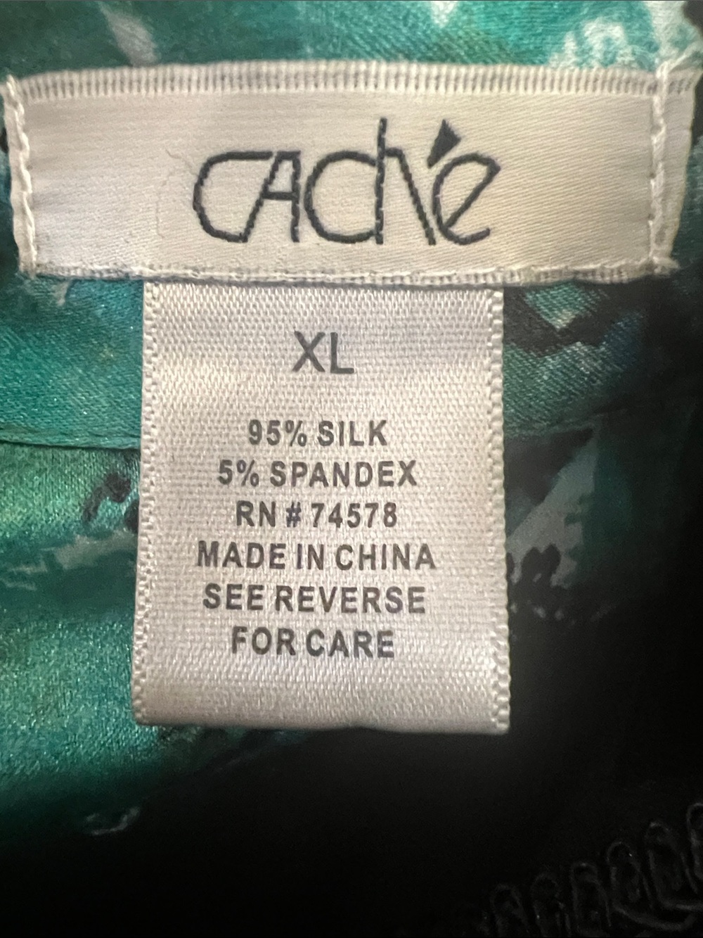 Cache Teal Satin Snake-Print Blouse - Picture 2 of 8